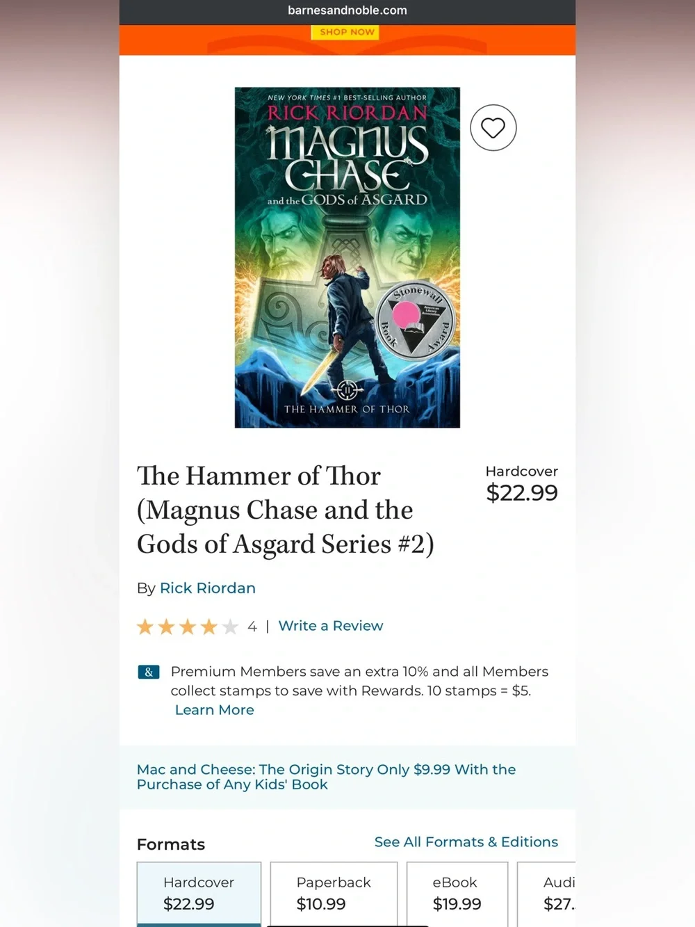 Rick Riordan- Magnus Chase and the Gods of Asgard: The Hammer of Thor Hardcover